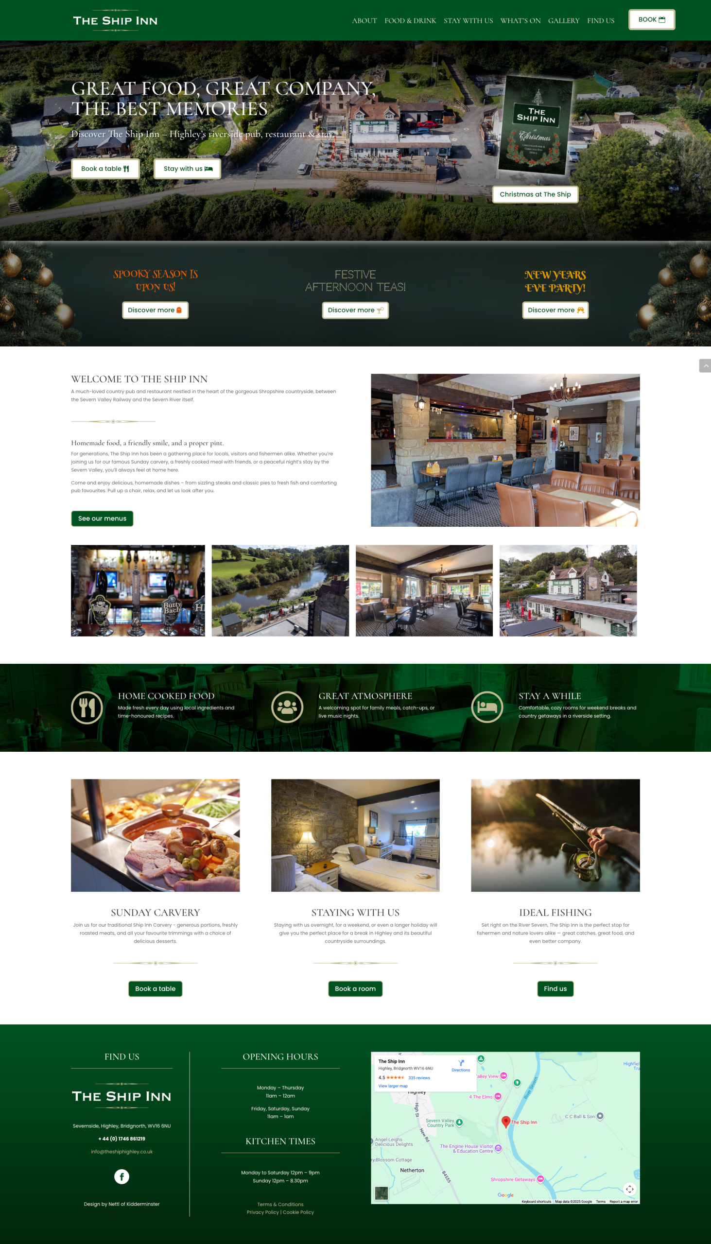 Webpage design of the Ship Inn Highley with Photography by Terry Livesey