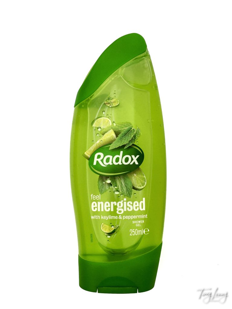 Radox shower gel photographed with an iphone 4 outside in the natural light.