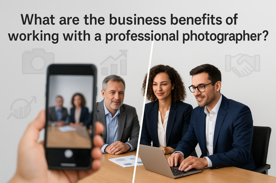Heading image of people around a desk with a phone taking a picture of them