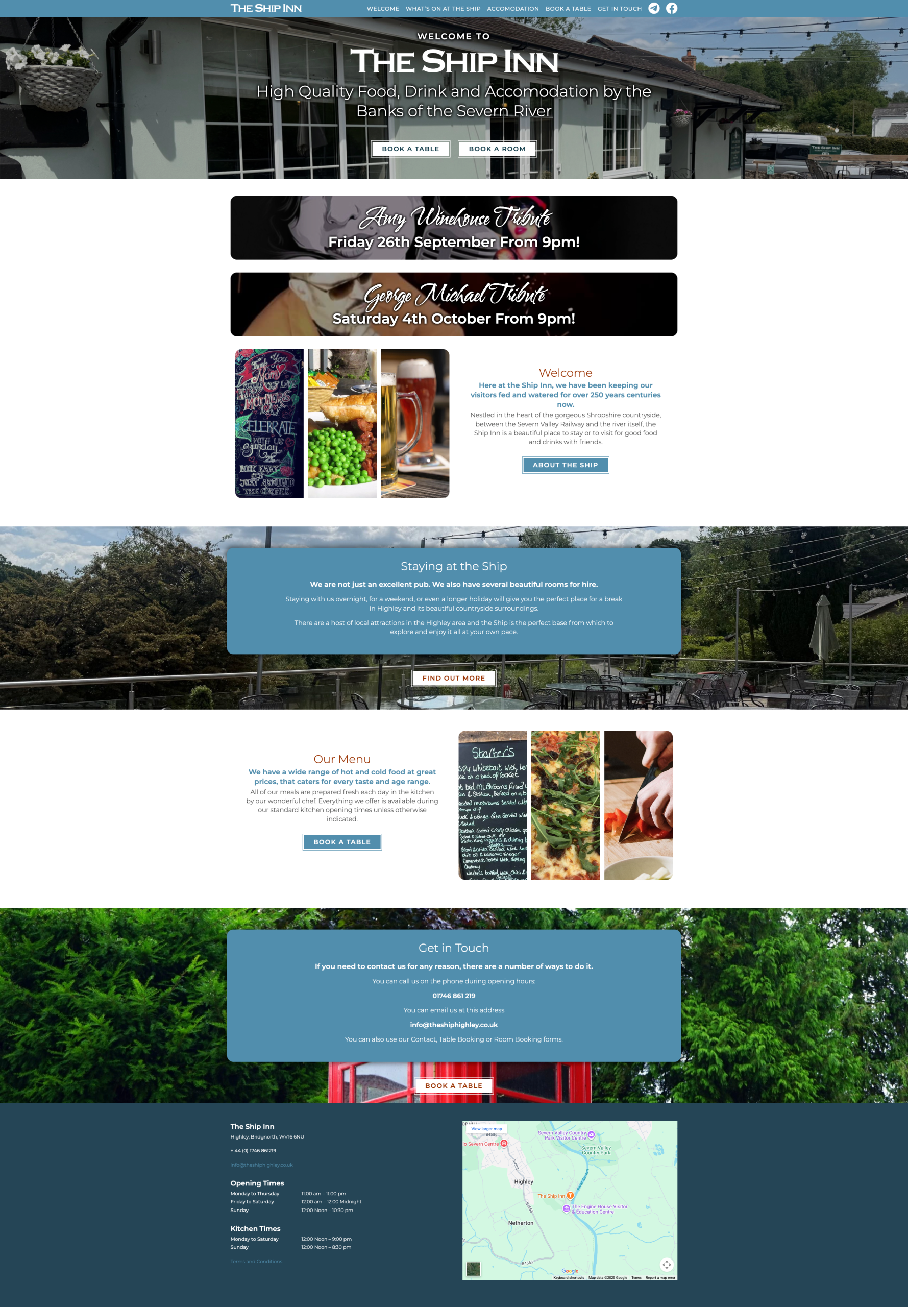 Old website from the Ship Inn which was not inviting and showing off everything it has to offer.