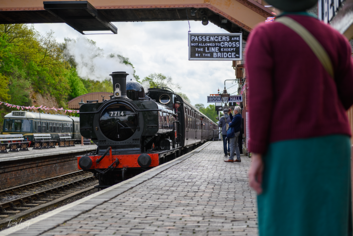 Bewdley Several valley railway station with a steam train approaching the station