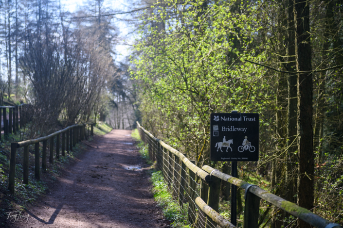 National Trust sign on a path at the Clent Hills