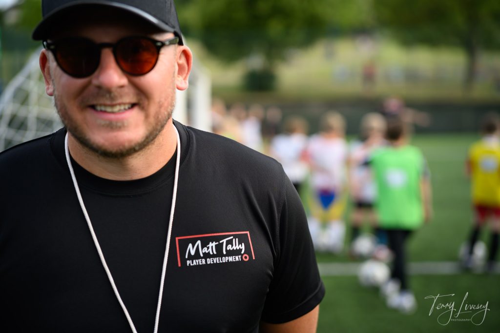 Photographs of football students on the pitch of Matt Tally Player Development.