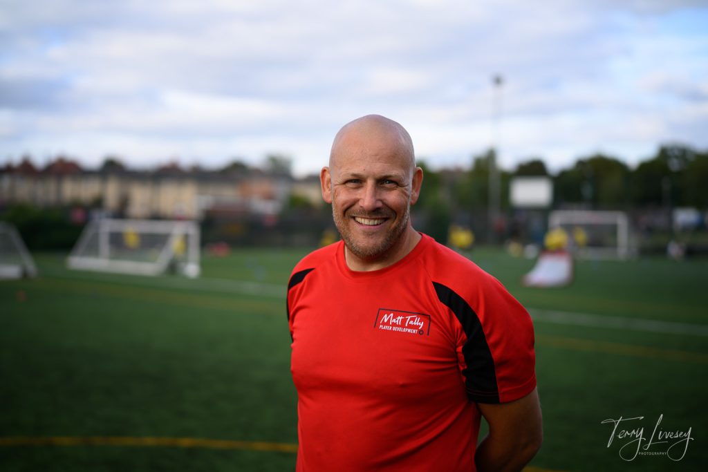Photographs of football students on the pitch of Matt Tally Player Development.
