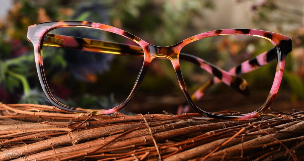 Glasses resting on a natural environment of twigs etc