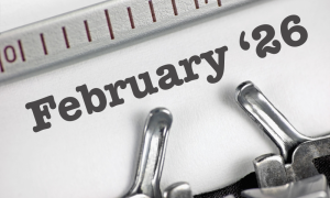 typewriter text saying February '26